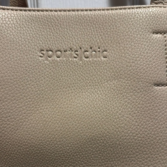 Structured Cream Tote Bag with Outside Pockets - Picture 2 of 10